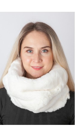 White rex rabbit fur neck warmer